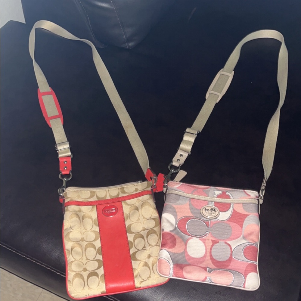 TWO Coach Pink and Beige Signature Crossbody Bags - Picture 6 of 6